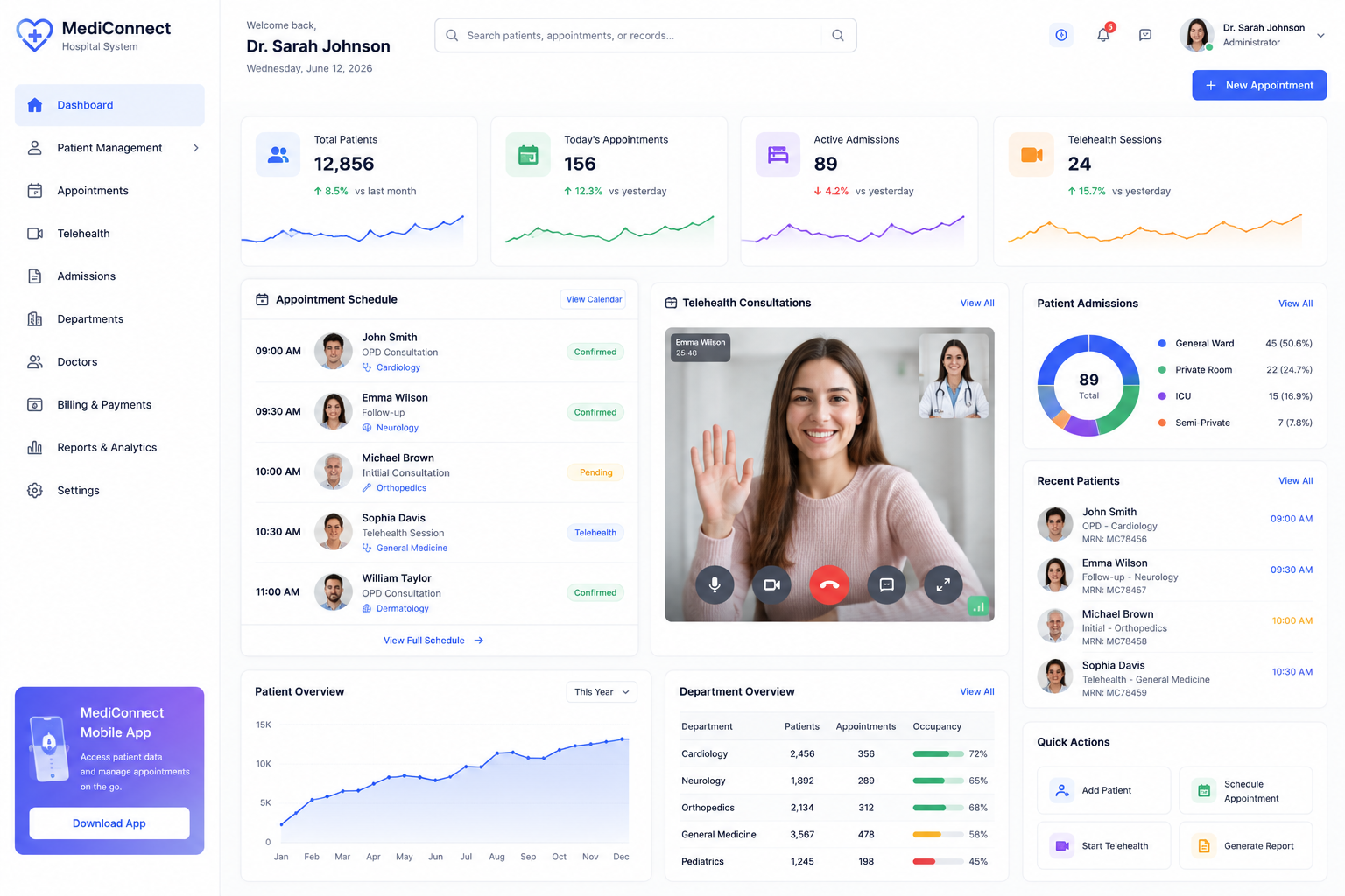 MediConnect: Hospital Patient Intake & Telehealth System